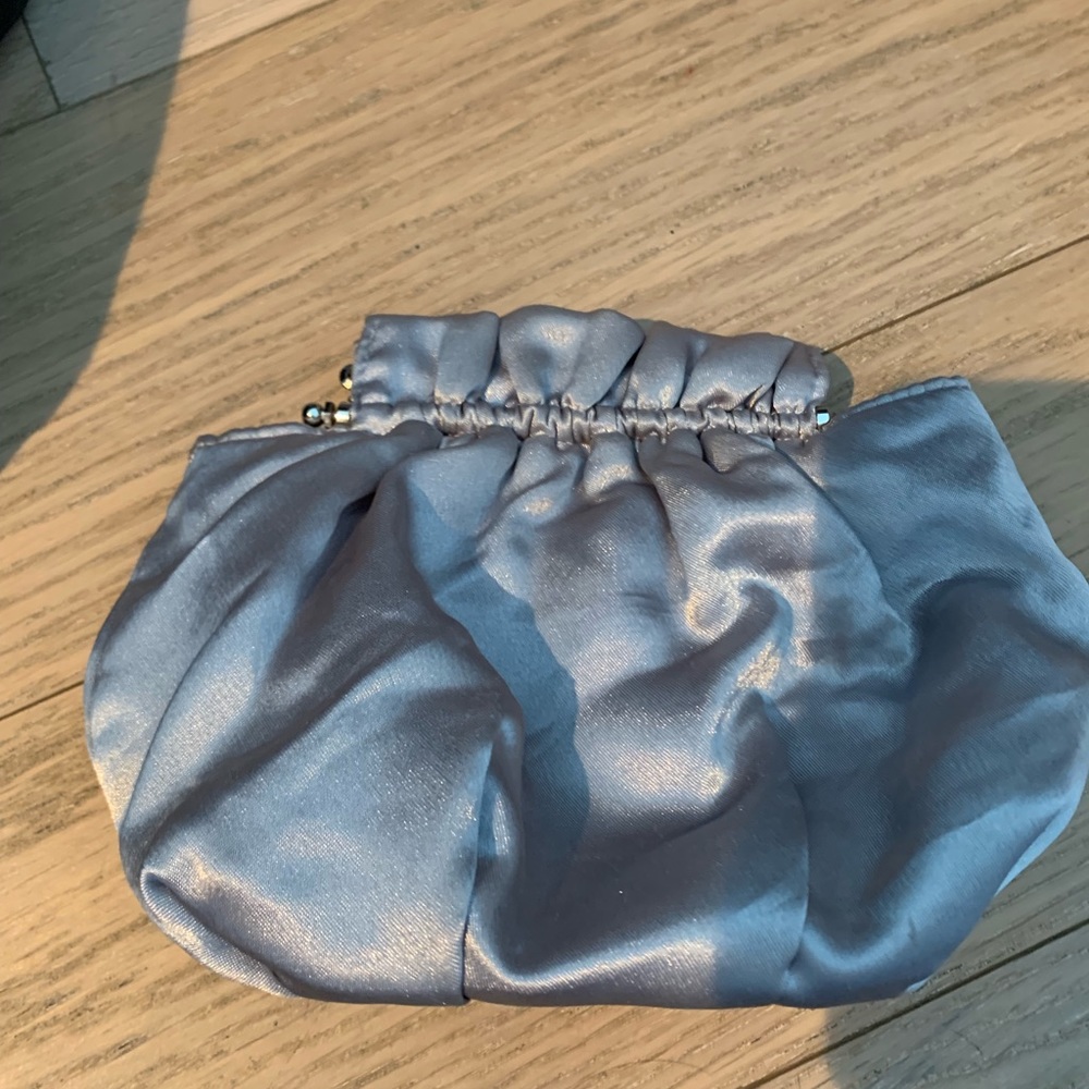 Satin silver clutch